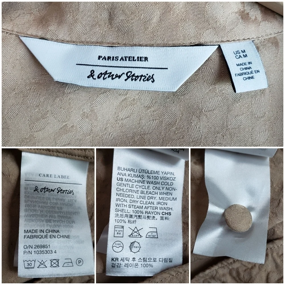 Other Stories Pajama Top Satin Textured Medium - Picture 12 of 12